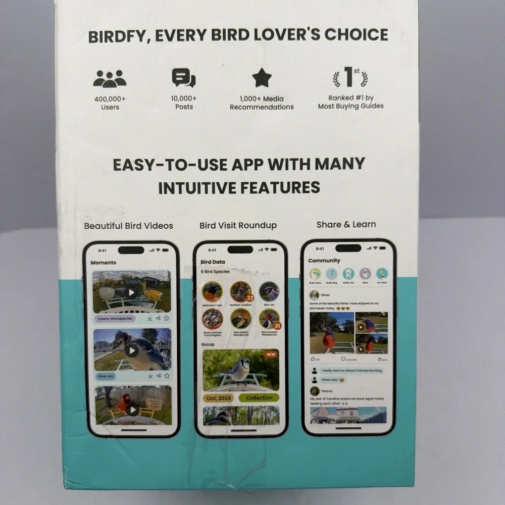 Birdfy Smart Bird Feeder 1080P Camera, AI Recognition, Wi-Fi, Night Vision, Blue